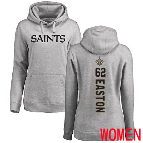 New Orleans Saints Ash Women Nick Easton Backer NFL Football #62 Pullover Hoodie Sweatshirts->women nfl jersey->Women Jersey